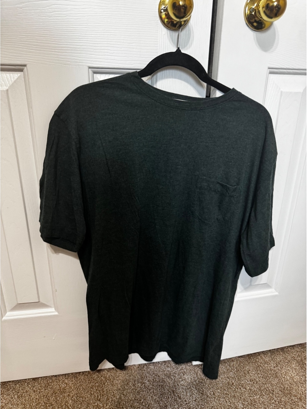 Peter Millar Men’s Large T Shirt Dark Green Heather Pocket Tee Crew Neck